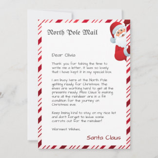 Personalized Official North Pole Letter From Santa Invitation