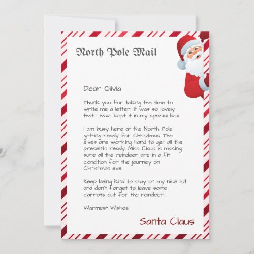 Personalized Official North Pole Letter From Santa Invitation