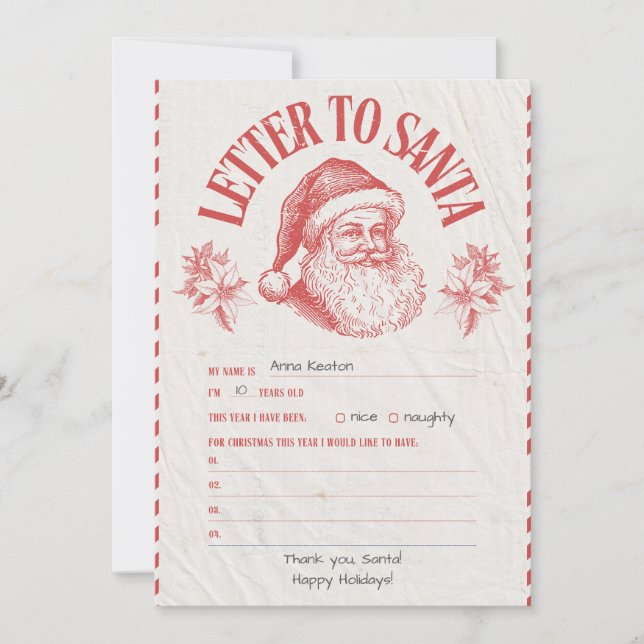 Personalized Official North Pole Letter From Santa Invitation (Front)