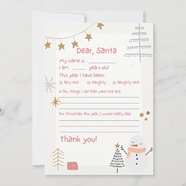 Personalized Official North Pole Letter To Santa Invitation (Front)