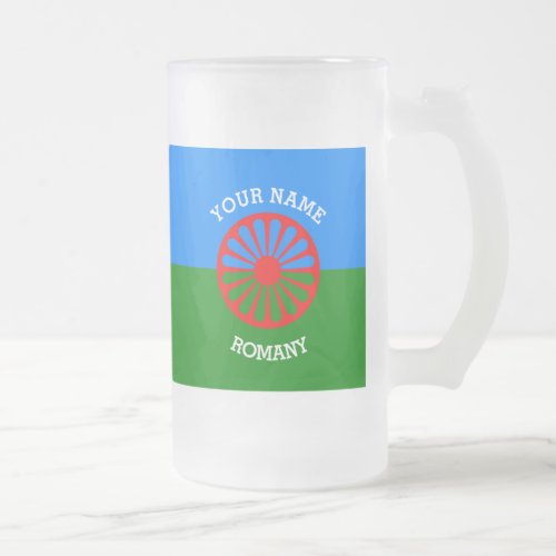 Personalized Official Romany gypsy travellers flag Frosted Glass Beer Mug