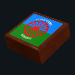 Personalized Official Romany gypsy travellers flag Gift Box<br><div class="desc">Personalized official Romany gypsy traveller flag, O styago le romengo in romani, of the Roma Gipsies with a red wagon wheel on a green and blue background. This modern flag represents the blue open sky and the green grass of the world with a wheel of travel and the roaming life...</div>