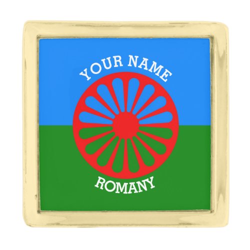 Personalized Official Romany gypsy travellers flag Gold Finish Lapel Pin