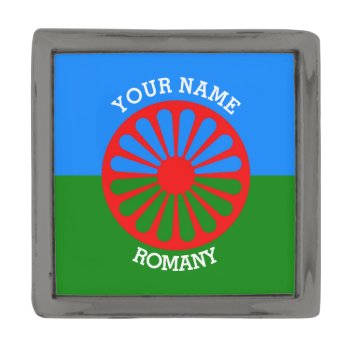 Personalized Official Romany Gypsy Travellers Flag Gunmetal Finish Lapel Pin by customizedgifts at Zazzle