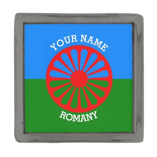 Personalized Official Romany gypsy travellers flag Gunmetal Finish Lapel Pin (Front)