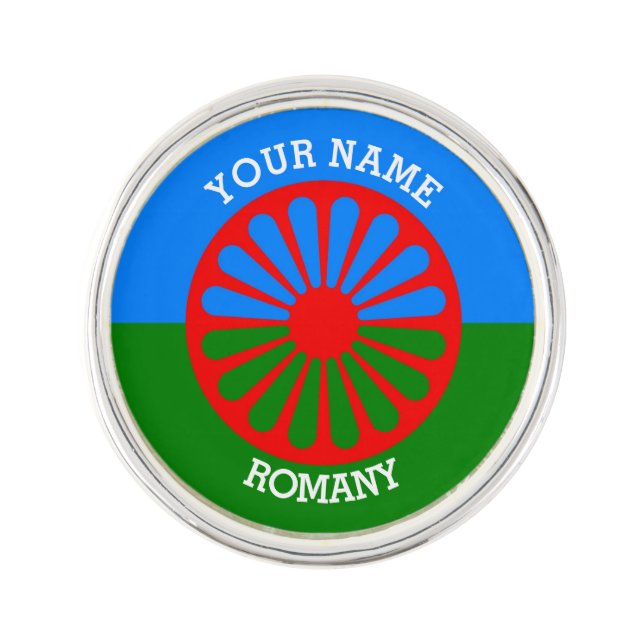 Personalized Official Romany gypsy travellers flag Lapel Pin (Front)