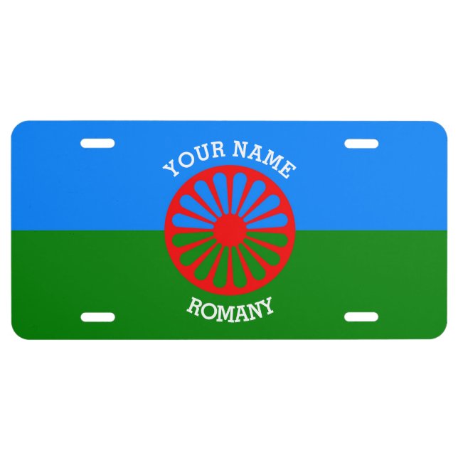 Personalized Official Romany gypsy travellers flag License Plate (Front)