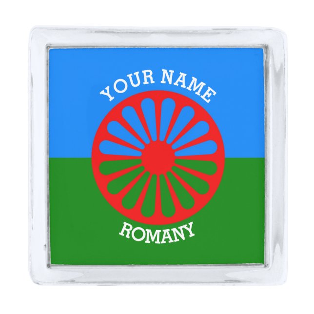 Personalized Official Romany gypsy travellers flag Silver Finish Lapel Pin (Front)