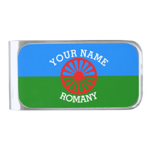 Personalized Official Romany gypsy travellers flag Silver Finish Money Clip