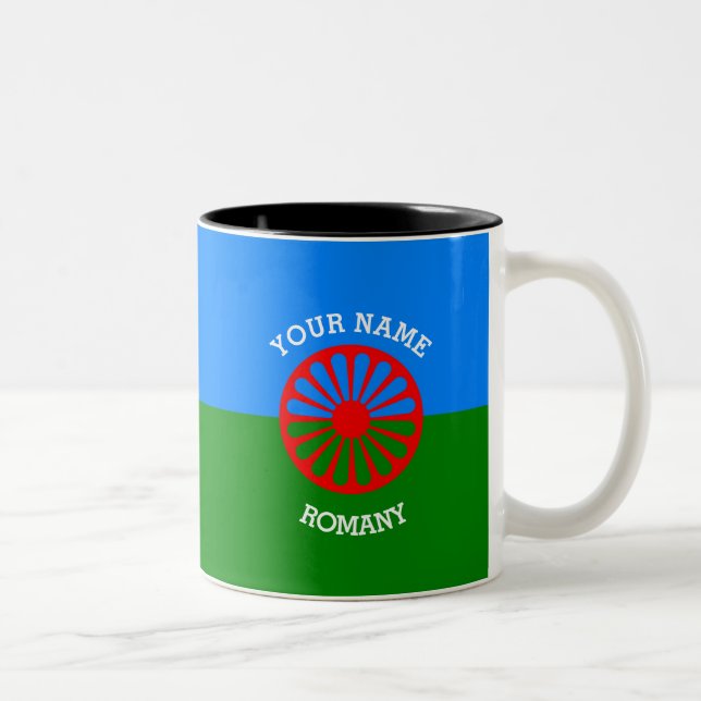 Personalized Official Romany gypsy travellers flag Two-Tone Coffee Mug (Right)