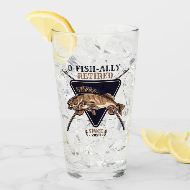 Personalized Ofishally Retired Funny Retirement Glass (Front Ice)