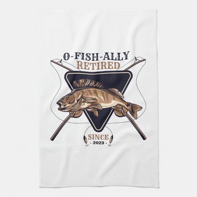 Personalized Ofishally Retired Funny Retirement Kitchen Towel (Vertical)