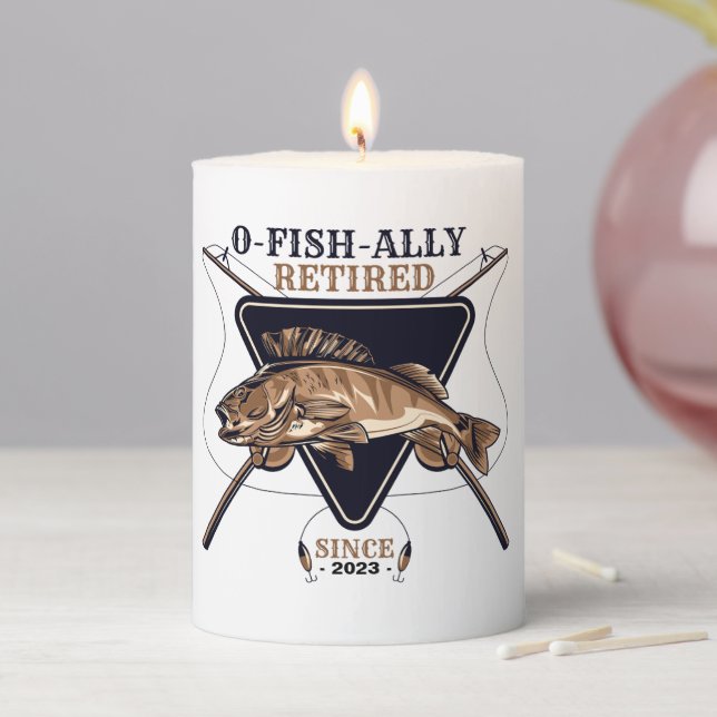 Personalized Ofishally Retired Funny Retirement Pillar Candle (In Situ)