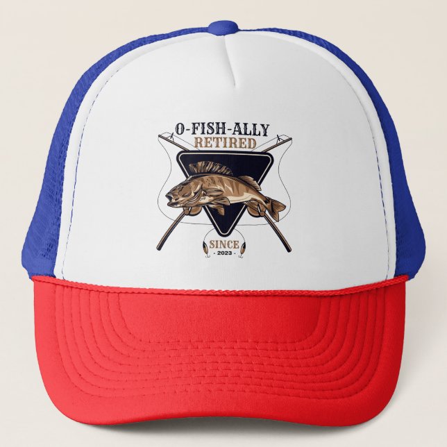 Personalized Ofishally Retired Funny Retirement Trucker Hat (Front)