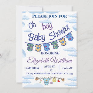 personalized oh boy baby shower invitations