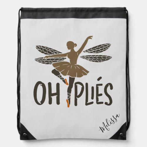 Personalized Oh Plies Ballet Dancer Drawstring Bag
