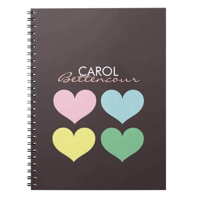 Personalized Oh So Lovely Modern Hearts Notebook (Front)