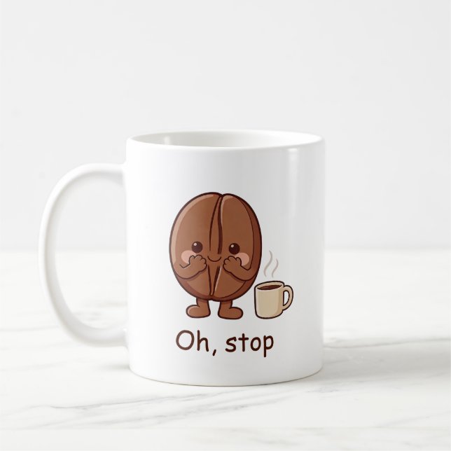 Personalized Oh, stop Cute Coffee Bean Character Mug (Left)