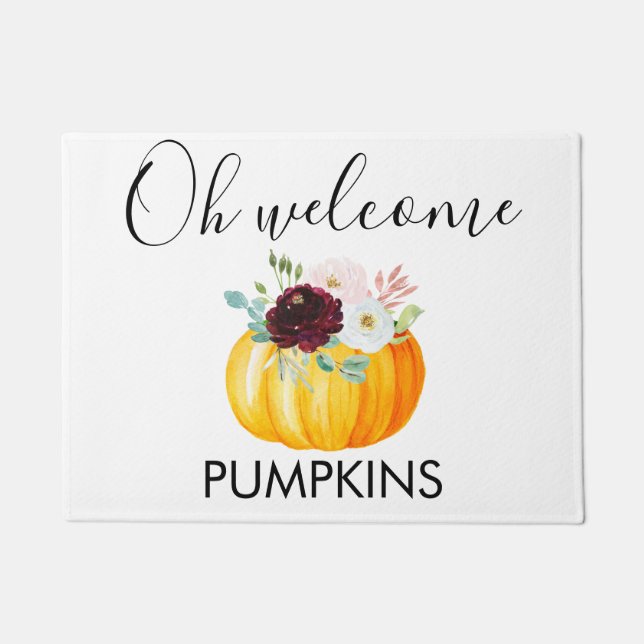 Personalized Oh Welcome Pumpkins Thanksgiving Doormat (Front)