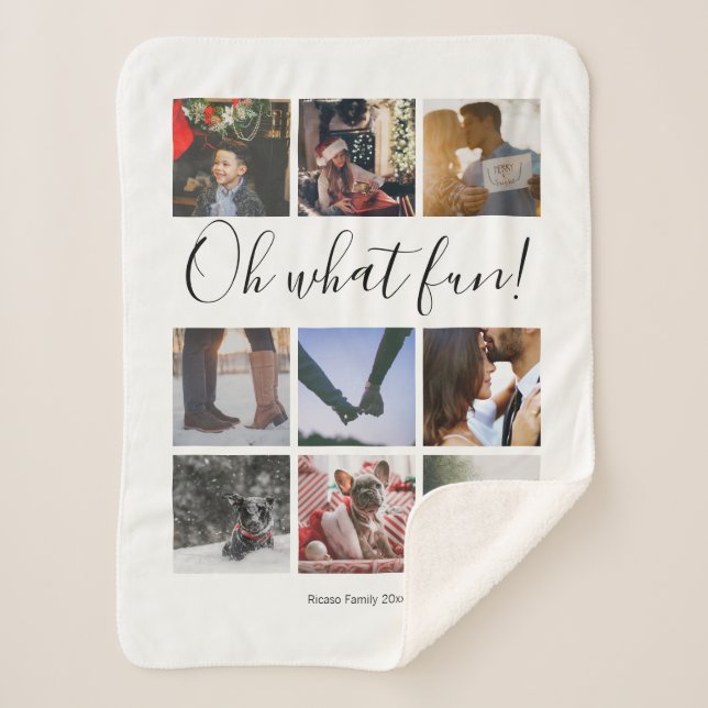 Personalized Oh What Fun Sherpa Blanket (Front)