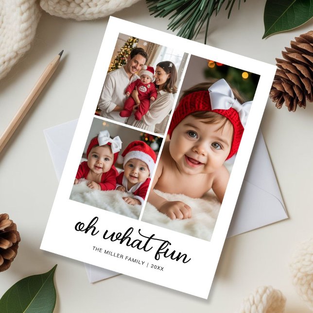 Personalized Oh What Fun Typography Script Family  Holiday Card (Creator Uploaded)