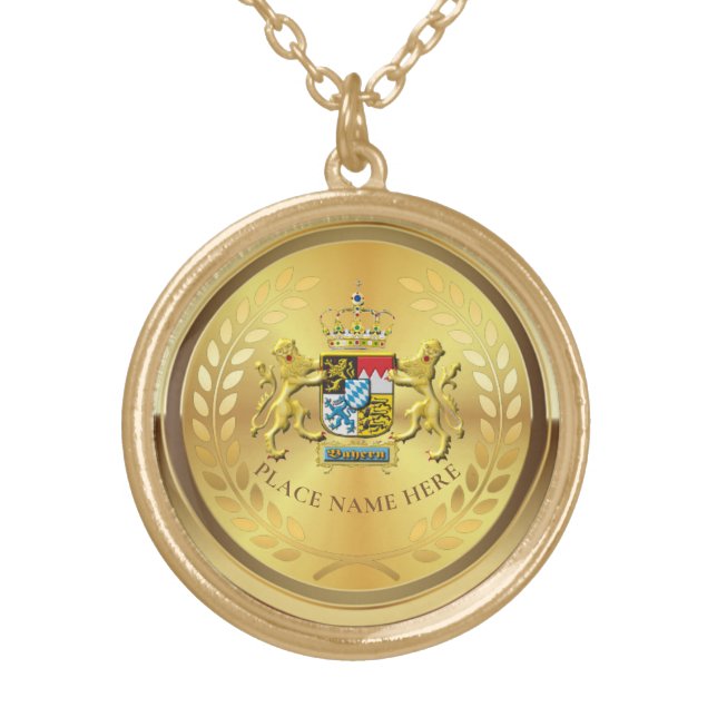 Personalized Oktoberfest Bavarian Crest Necklace (Front)