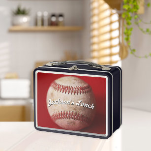 Personalized Old Baseball Metal Lunch Box
