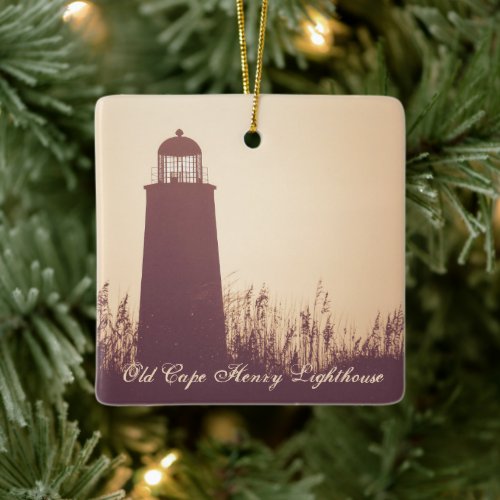 Personalized Old Cape Henry Lighthouse Christmas Ceramic Ornament