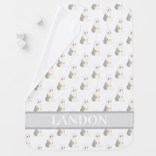 Personalized Old English Sheepdog Baby Blanket