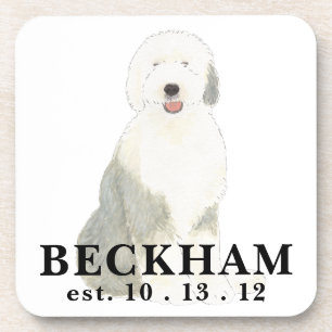 Personalized Old English Sheepdog Beverage Coaster