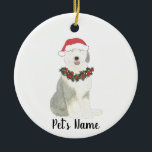 Personalized Old English Sheepdog Ceramic Ornament<br><div class="desc">Make the nice list this year with a personalized ornament of your favorite little sheepdog elf! For the sweetest gifts,  pair it with a matching art print or another item from my collection!</div>