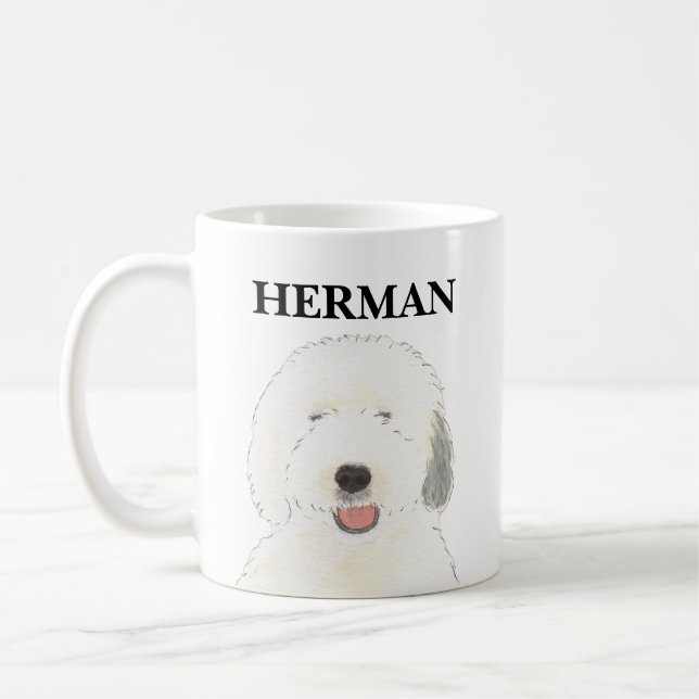 Personalized Old English Sheepdog Coffee Mug (Left)