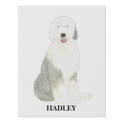 Personalized Old English Sheepdog Faux Canvas Print