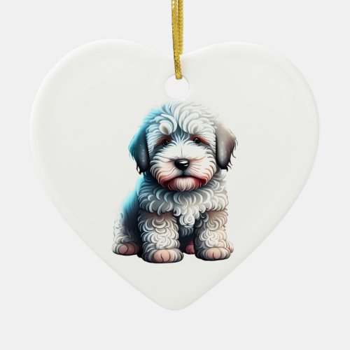 Personalized Old English Sheepdog Puppy Dog Ceramic Ornament