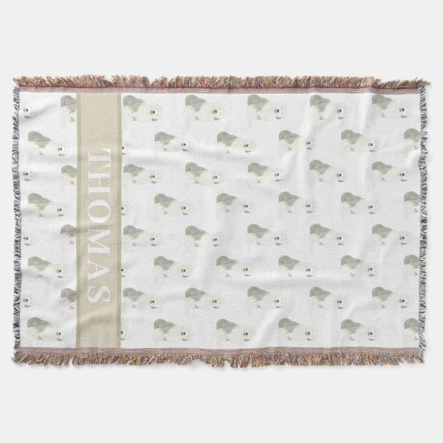 Personalized Old English Sheepdog  Throw Blanket (Front)