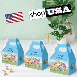 Personalized Old MacDonald's Farm Blue Tractor Favor Boxes