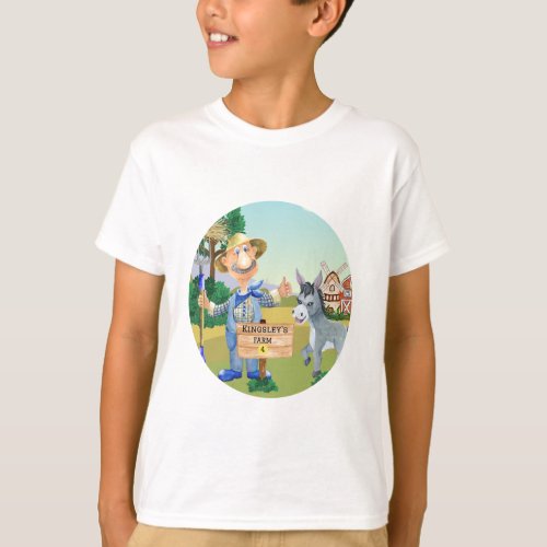 Personalized Old MacDonalds Farm Blue Tractor T_Shirt