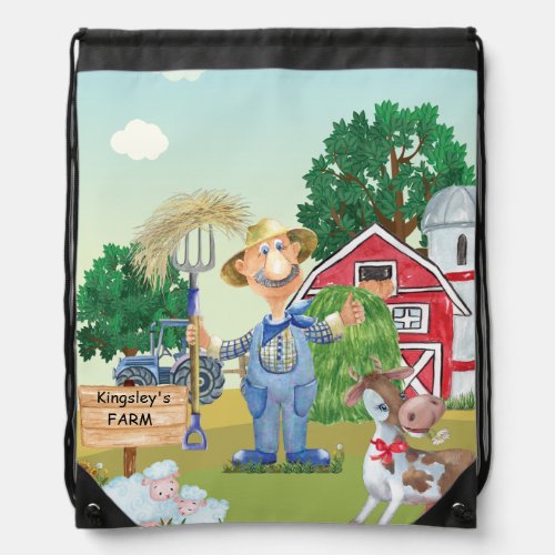 Personalized Old MacDonalds Farm Drawstring Bag