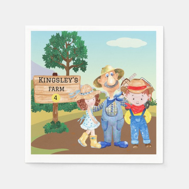 Personalized Old MacDonald's Farm Napkins (Front)