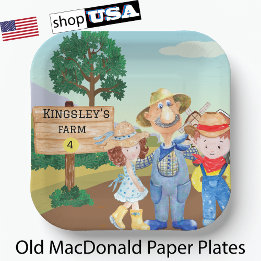 Personalized Old MacDonald's Farm Paper Plates