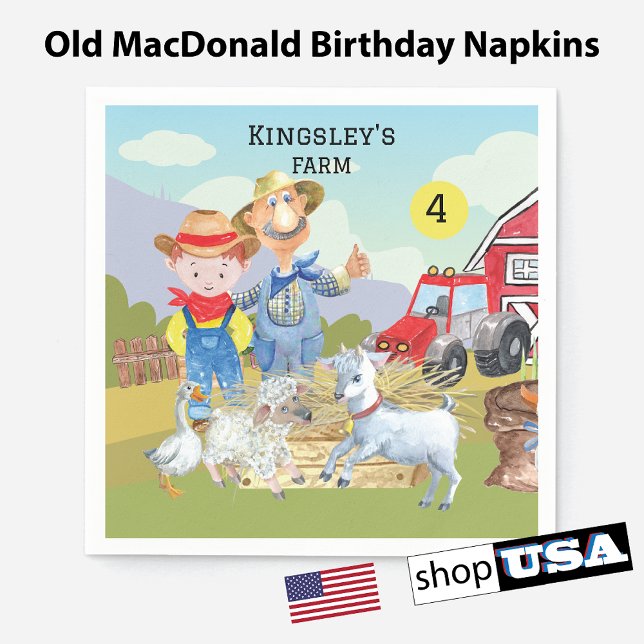 Personalized Old MacDonald's Pig Farm Napkins (Creator Uploaded)
