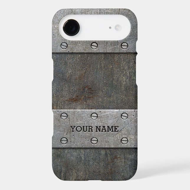 Personalized Old Metal Look Tough iPhone 7 Case (Back)