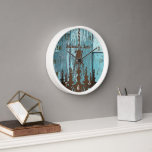 Personalized Old Rustic Aqua Wood Chandelier Wall Clock<br><div class="desc">Personalized Old Wood Peeling Paint Country Chic Musical Note Chandelier Clock Custom Wall Clock - Your Name - or change to read whatever you like. To change color click customize then edit. Use the last tool on the drop down - the little color box - click it to choose from...</div>