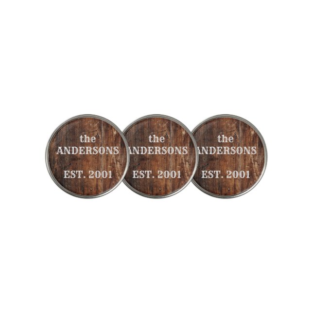 Personalized Old Rustic Wood Golf Ball Marker (3 Up)