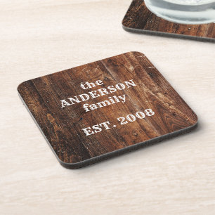 Personalized Old Rustic Wood Kitchen Plastic Beverage Coaster