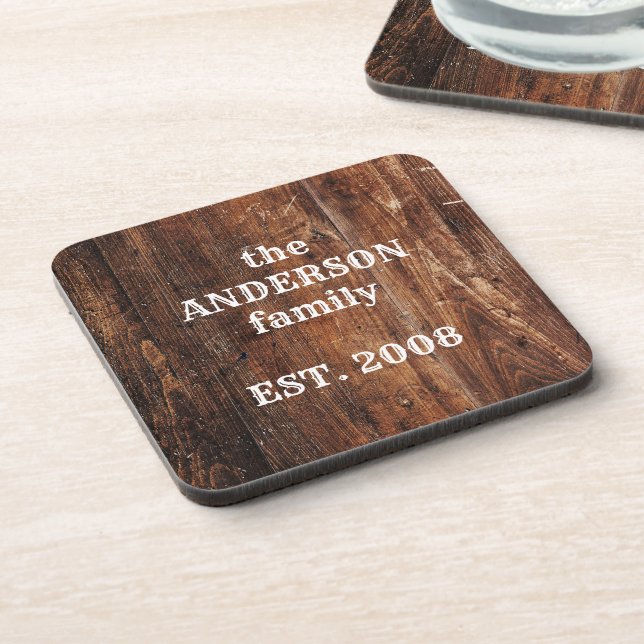 Personalized Old Rustic Wood Kitchen Plastic Beverage Coaster (Left Side)
