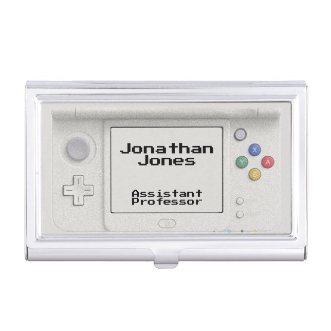 Personalized Old School Handheld Electronic Game  Business Card Case (Front)
