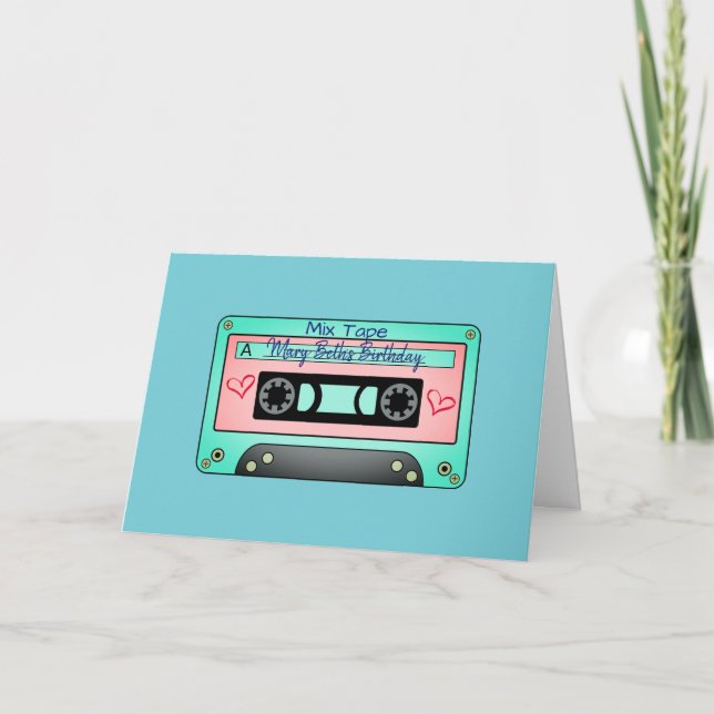Personalized Old School Mix Tape Birthday Card (Front)