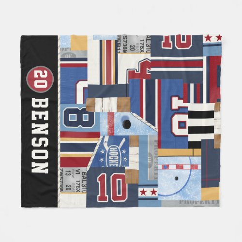 Personalized Old Time Ice Hockey Shirt Puck Throw Fleece Blanket