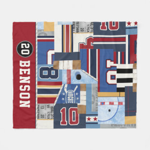 Personalized Old Time Ice Hockey Shirt Puck Throw Fleece Blanket